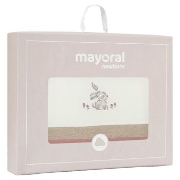 Baby Girls Ivory & Pink Rabbit Blanket