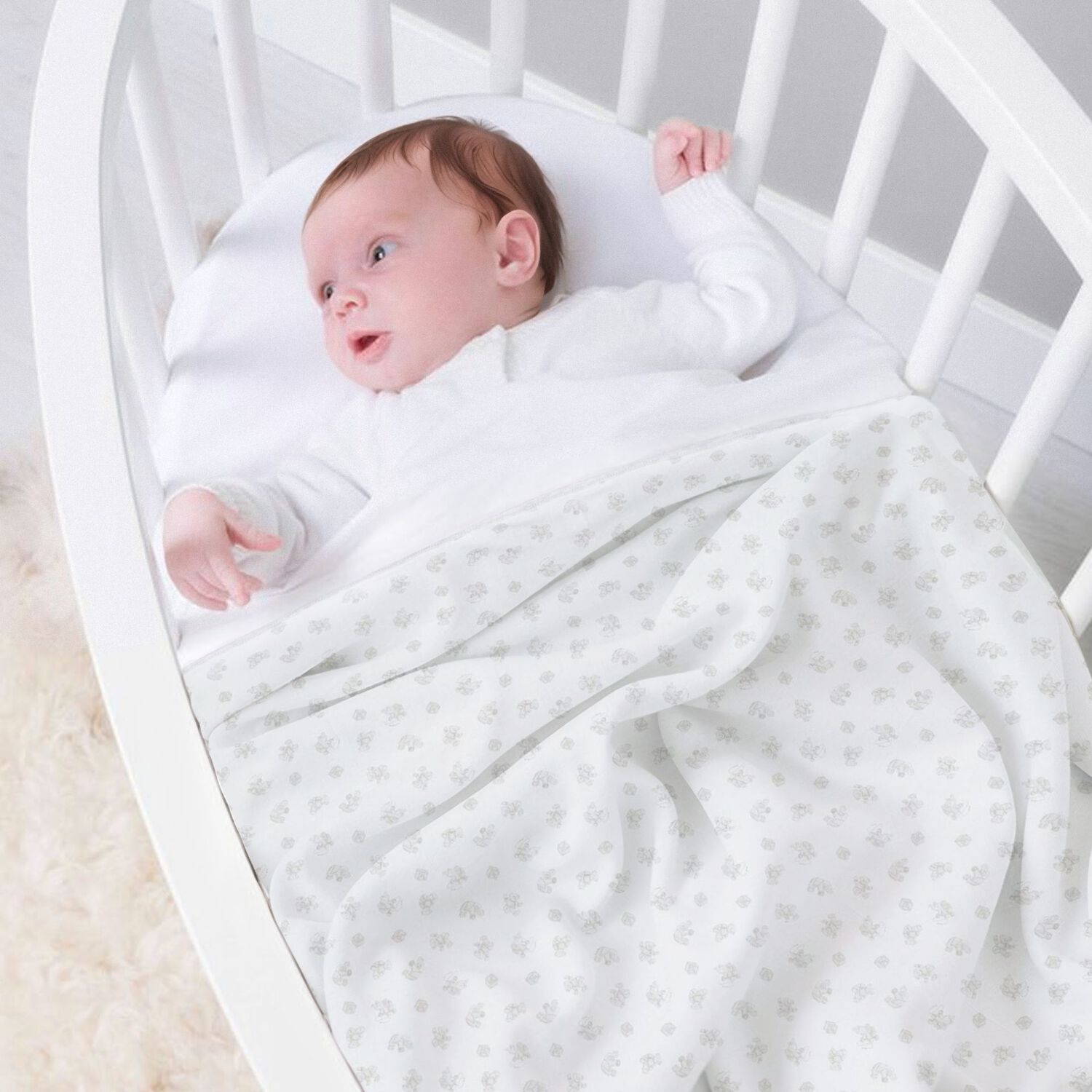 White & Grey Polo Bear Baby Blanket, 1, hi-res image number null