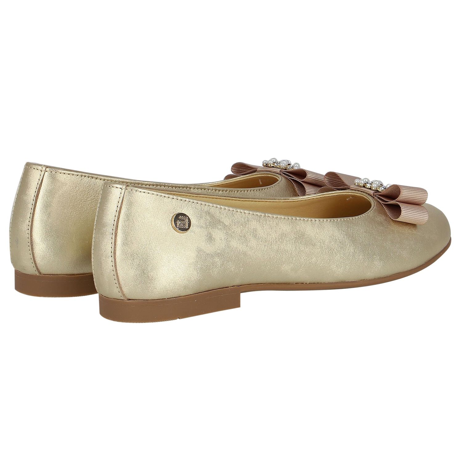 حذاء بنات باليرينا بفيونكة باللون الذهبى, 1, hi-res image number null