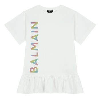 Girls White Logo Dress