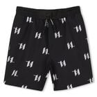 Boys Mini Me Black Logo Swim Shorts, 1, hi-res