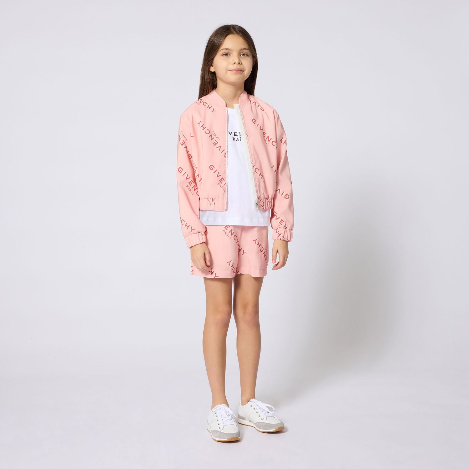 Girls Pink Logo Shorts Set, 1, hi-res