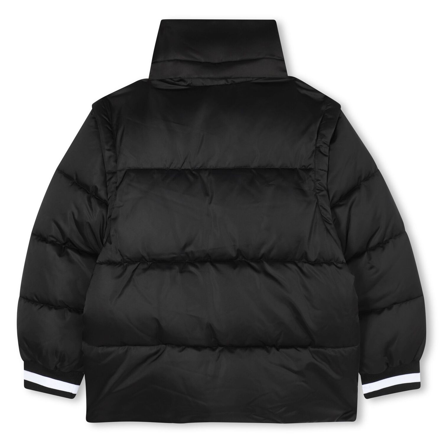 Black Logo Puffer Jacket, 1, hi-res
