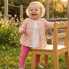 Baby Girls White & Pink Floral 3 Piece Leggings Set, 1, hi-res