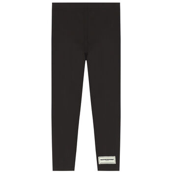 Girls Black Logo Leggings