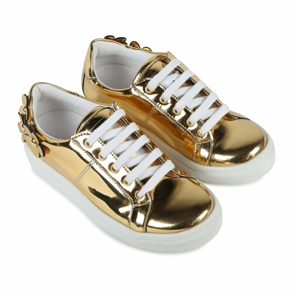 MARC JACOBS Girls Gold Daisy Trainers | Junior Couture UAE
