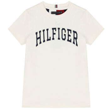 Boys Ivory Logo Cotton T-Shirt