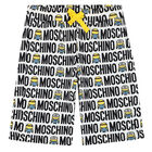 Boys White & Black Minion Logo Shorts, 1, hi-res