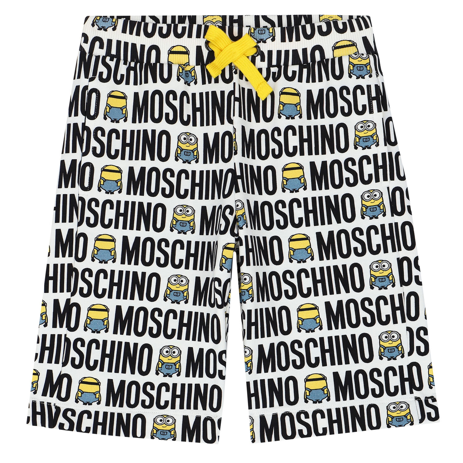 Boys White & Black Minion Logo Shorts, 1, hi-res