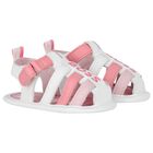 Baby Girls White & Pink Logo Sandals, 1, hi-res