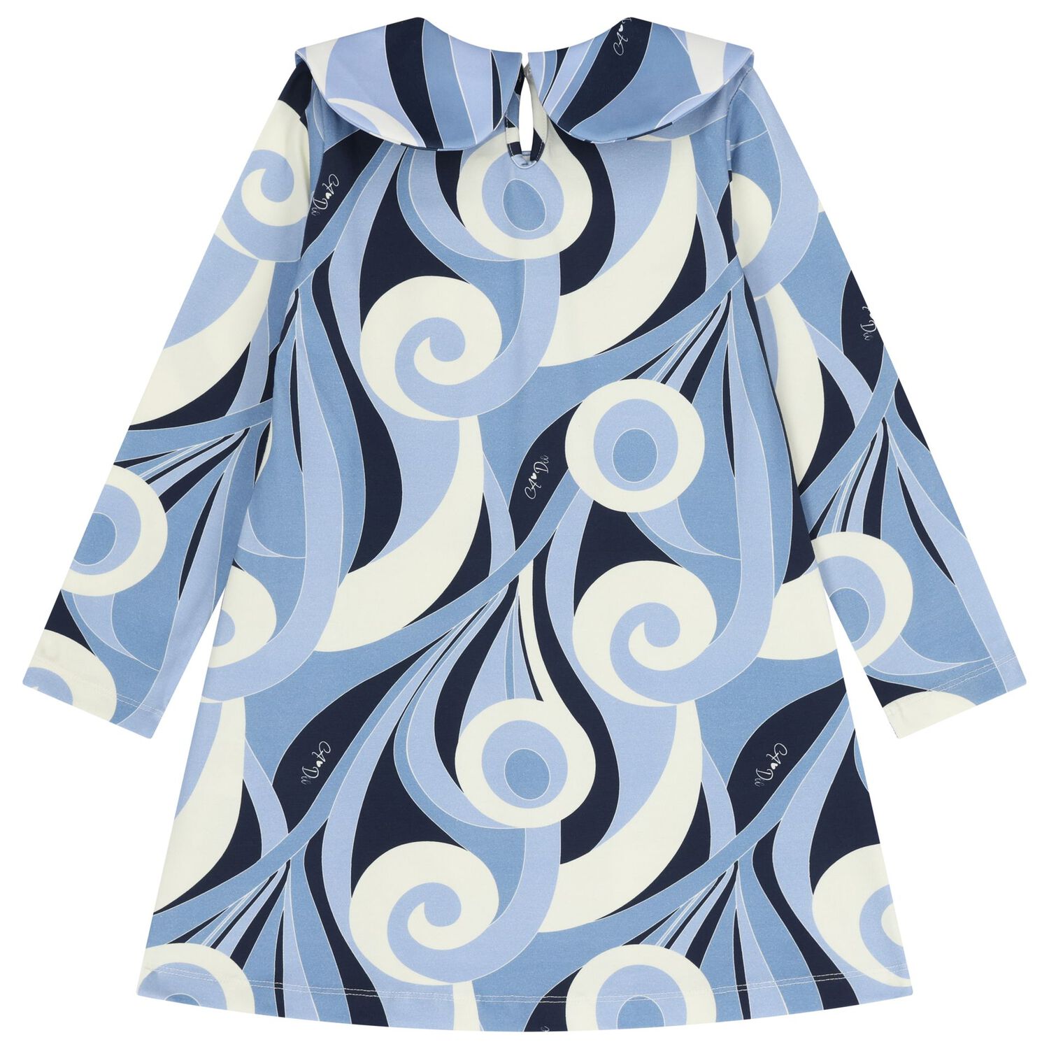 Girls Blue Logo Swirl Dress, 1, hi-res