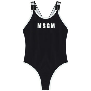 Girls Black Logo Swimsuit