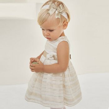 Younger Girls Ivory & Beige Dress