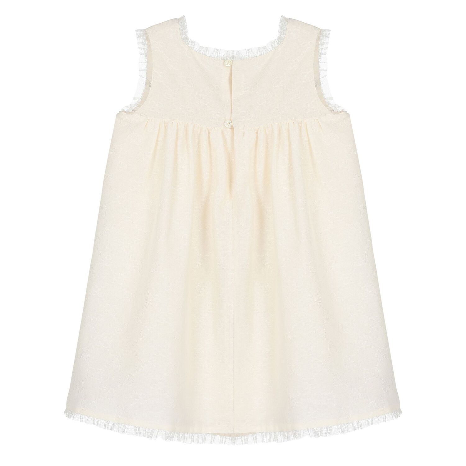 Younger Girls Beige Web Striped Dress, 1, hi-res image number null