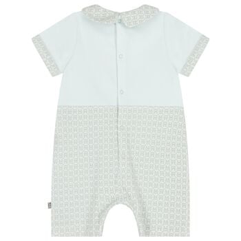 Baby Boys Blue Logo Romper