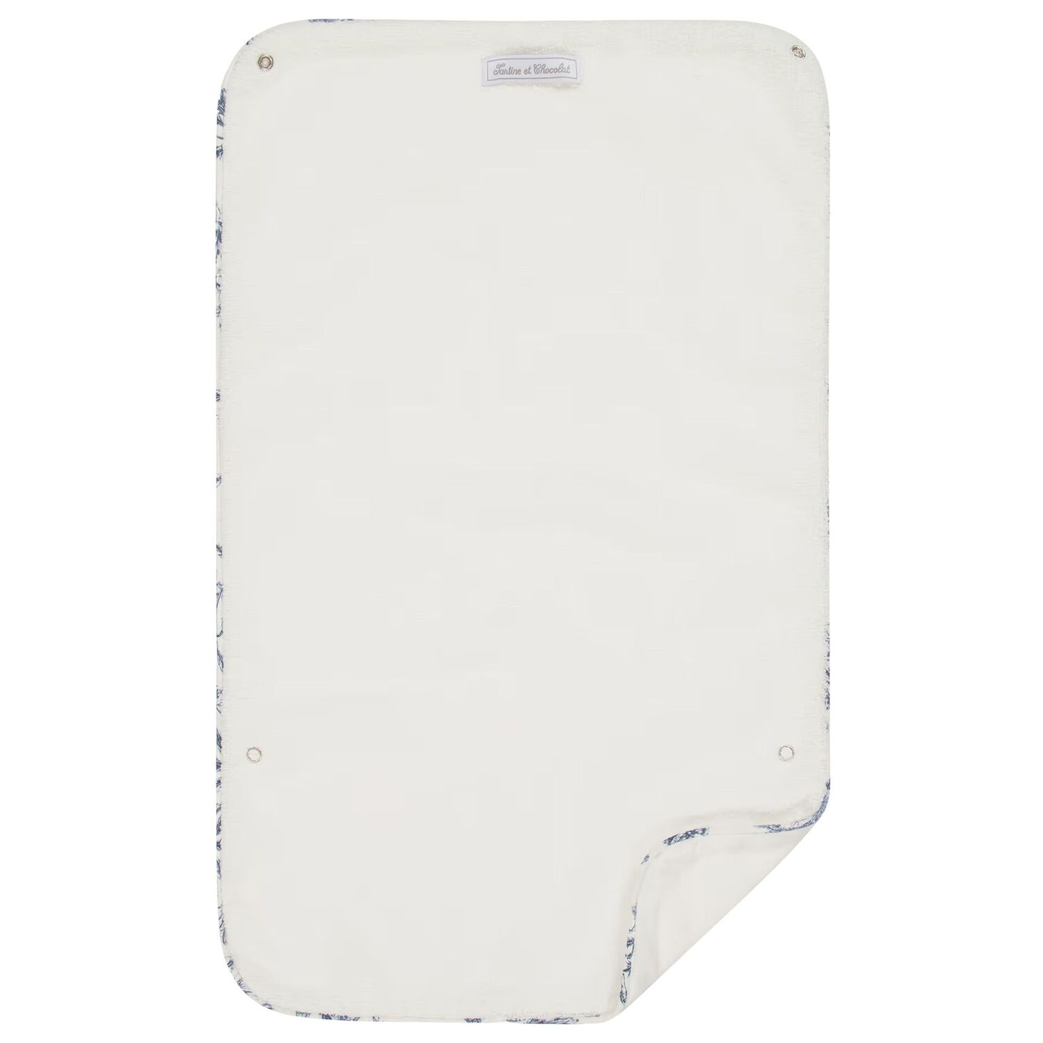 Ivory & Navy Blue Toile De Jouy Baby Changing Bag, 1, hi-res
