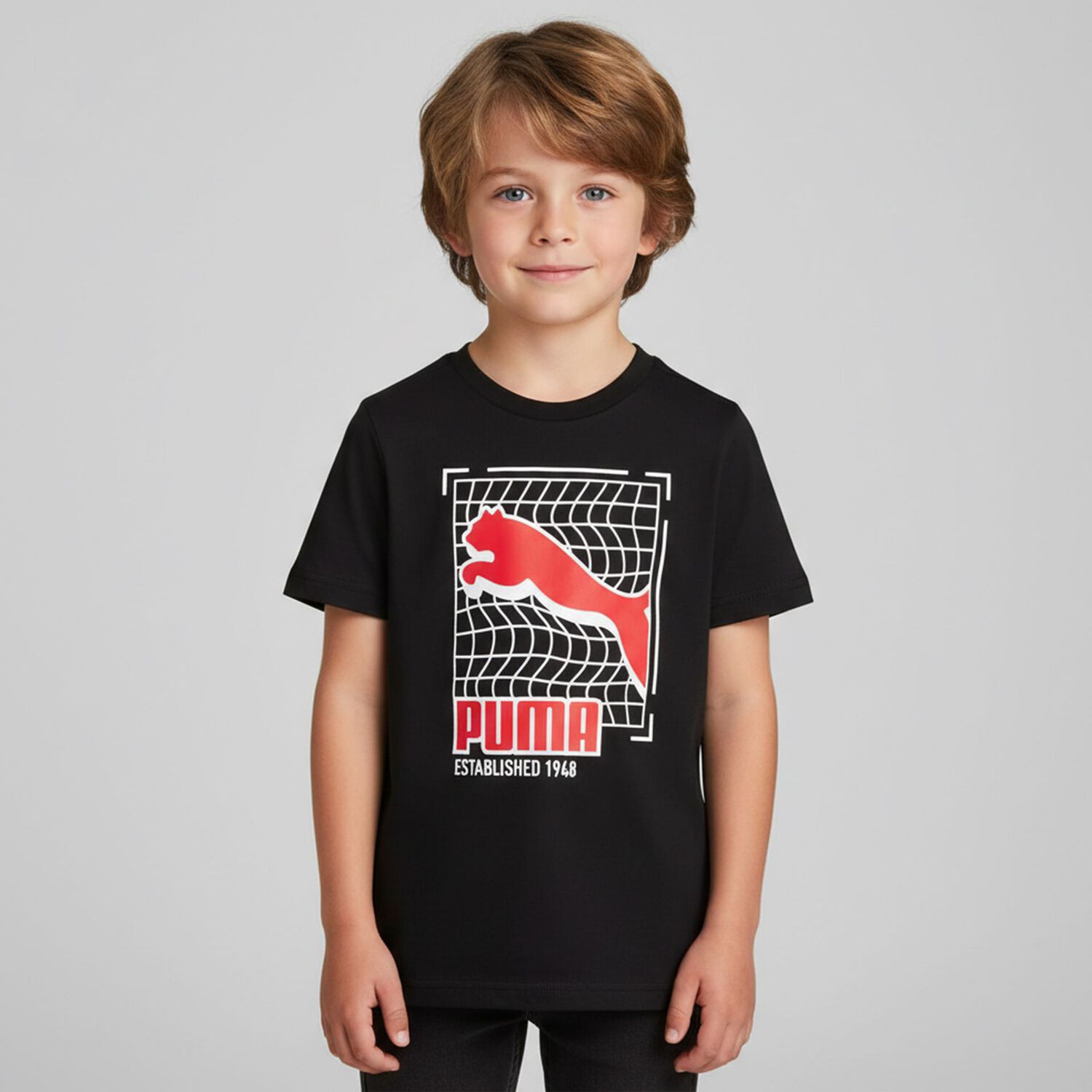 Boys Black Logo T-Shirt, 1, hi-res