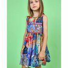 Girls Multi Coloured Printed Dress, 1, hi-res