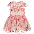Girls Pink Embroidered Floral Dress, 1, hi-res
