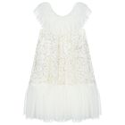 Girls Ivory Tulle Sequin Dress, 1, hi-res