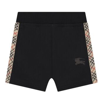 Baby Boys Black & Beige Check Shorts