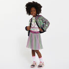 Girls Pink, Green & Purple Logo Pleated Skirt, 1, hi-res