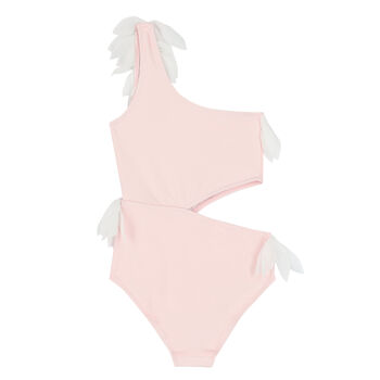 Girls Pink & White Petal Swimsuit
