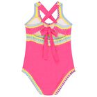 Girls Pink Embroidered Swimsuit, 2, hi-res