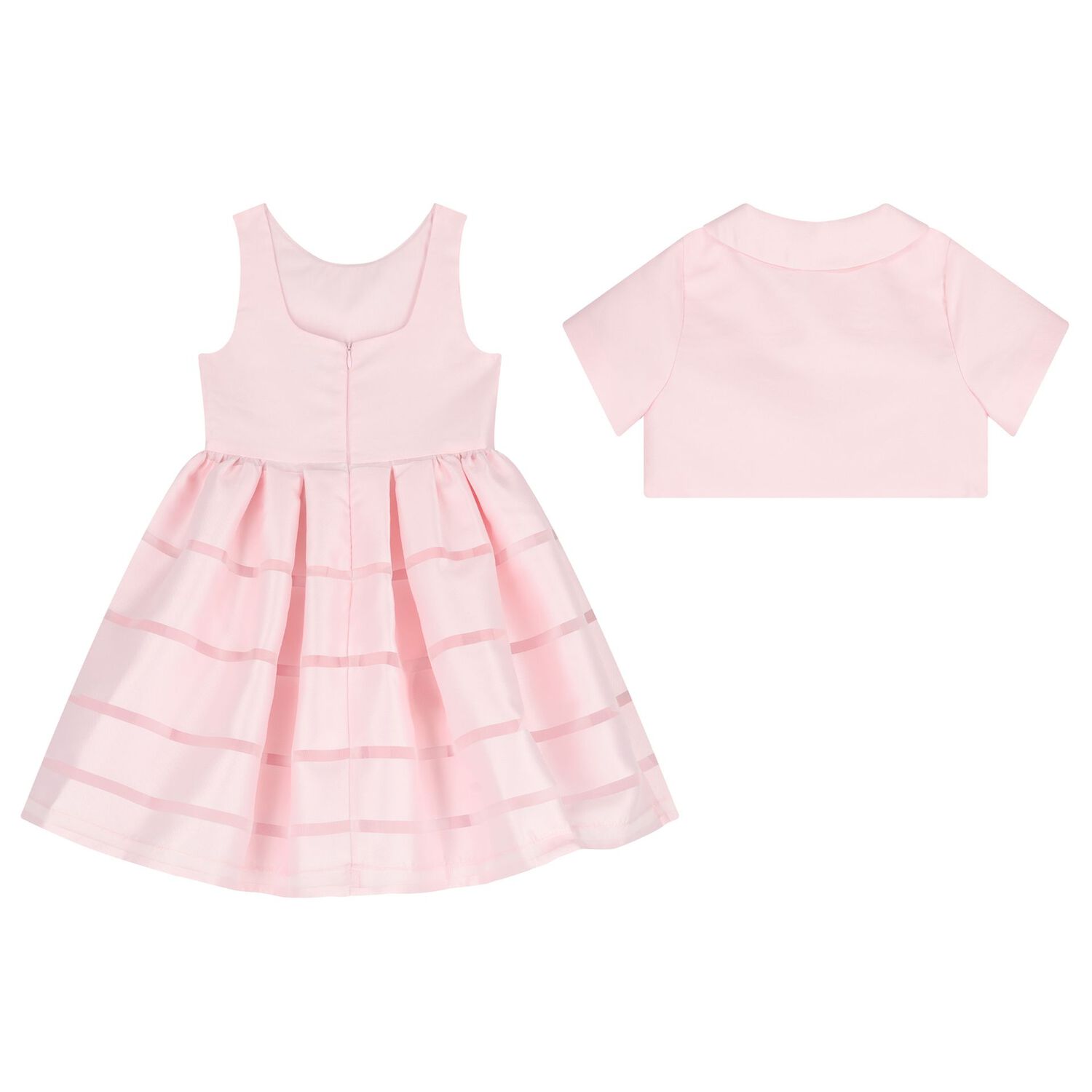 Girls Pink Satin Twill Dress Set, 1, hi-res image number null