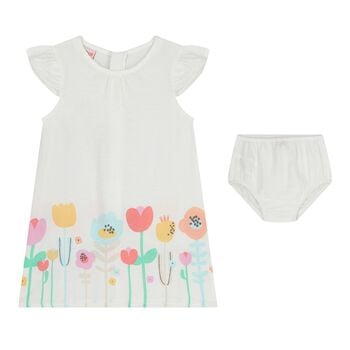 Baby Girls White Floral Dress Set