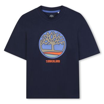 TIMBERLAND Boys Navy Blue Logo T-Shirt, 2 Boys Navy Blue Logo T-Shirt