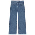 بنطلون جينز بنات بالشعار باللون الأزرق, 1, hi-res