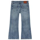 بنطلون بنات جينز دنيم باللون الأزرق, 1, hi-res