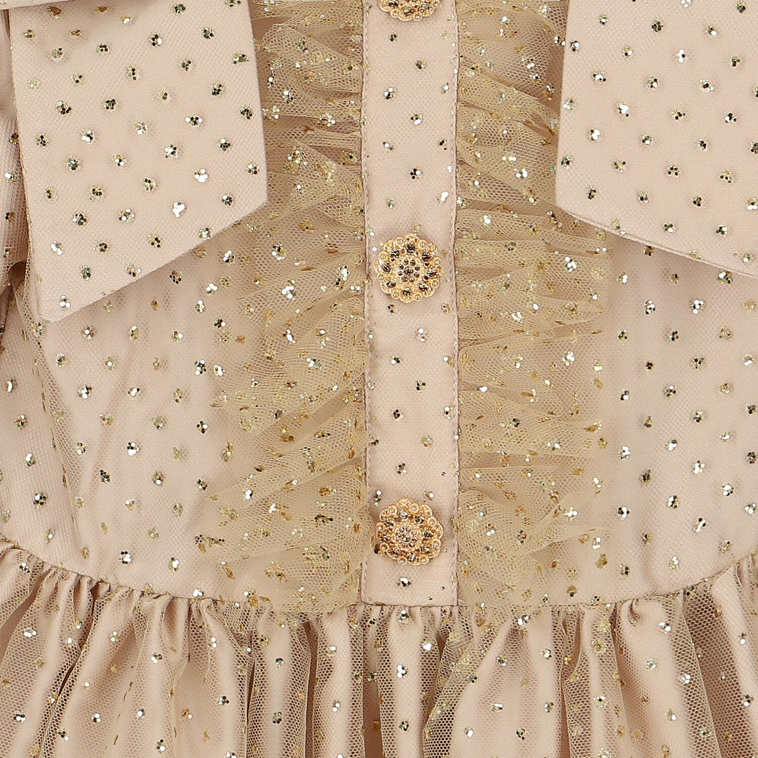 Girls Gold Glitter Polka Dot Dress, 1, hi-res image number null