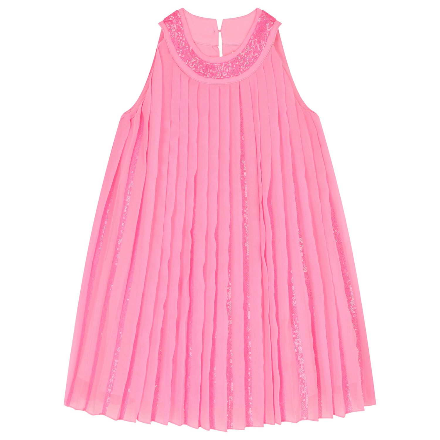 Girls Pink Chiffon Pleated Dress, 1, hi-res