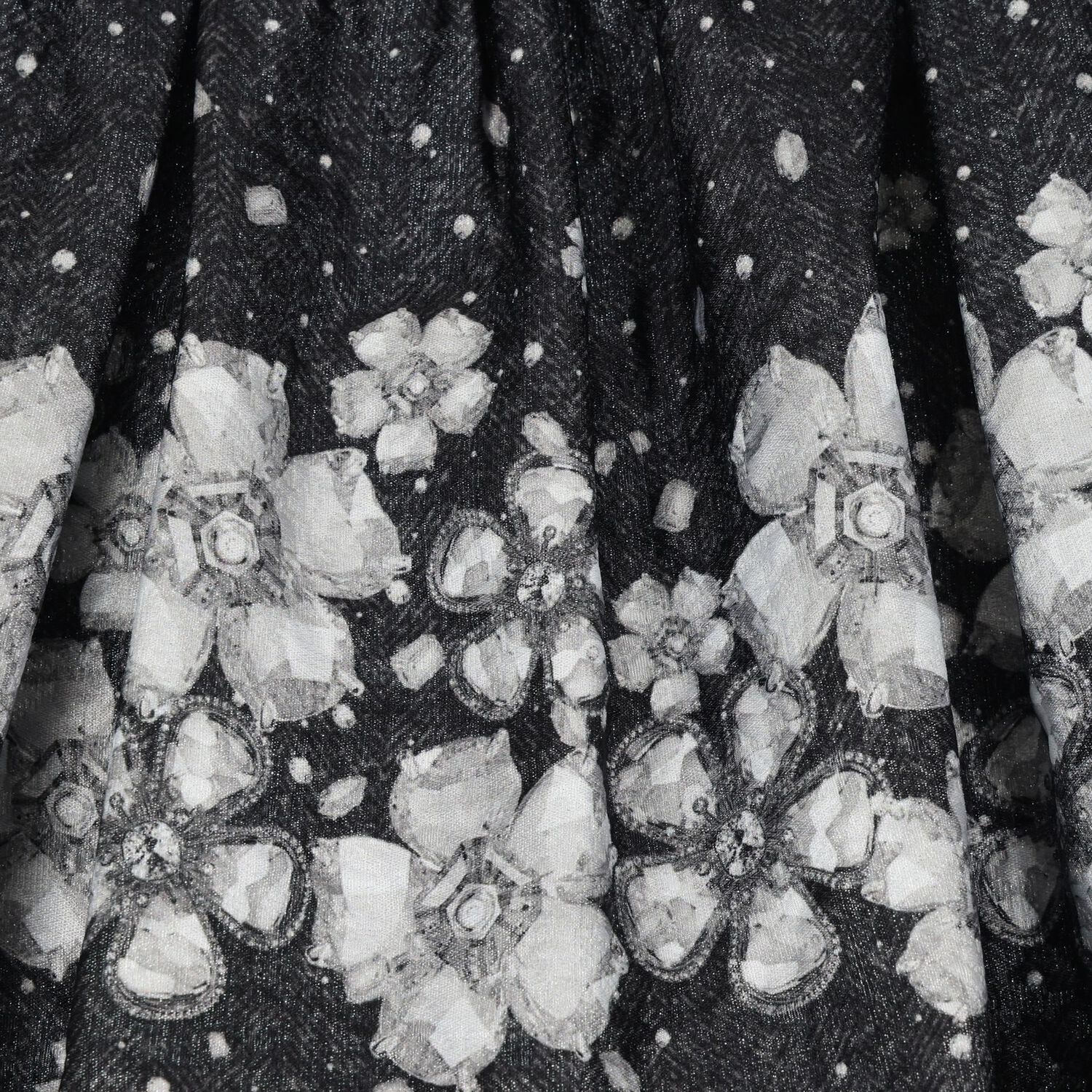 Girls Black Embellished Floral Skirt Set, 2, hi-res
