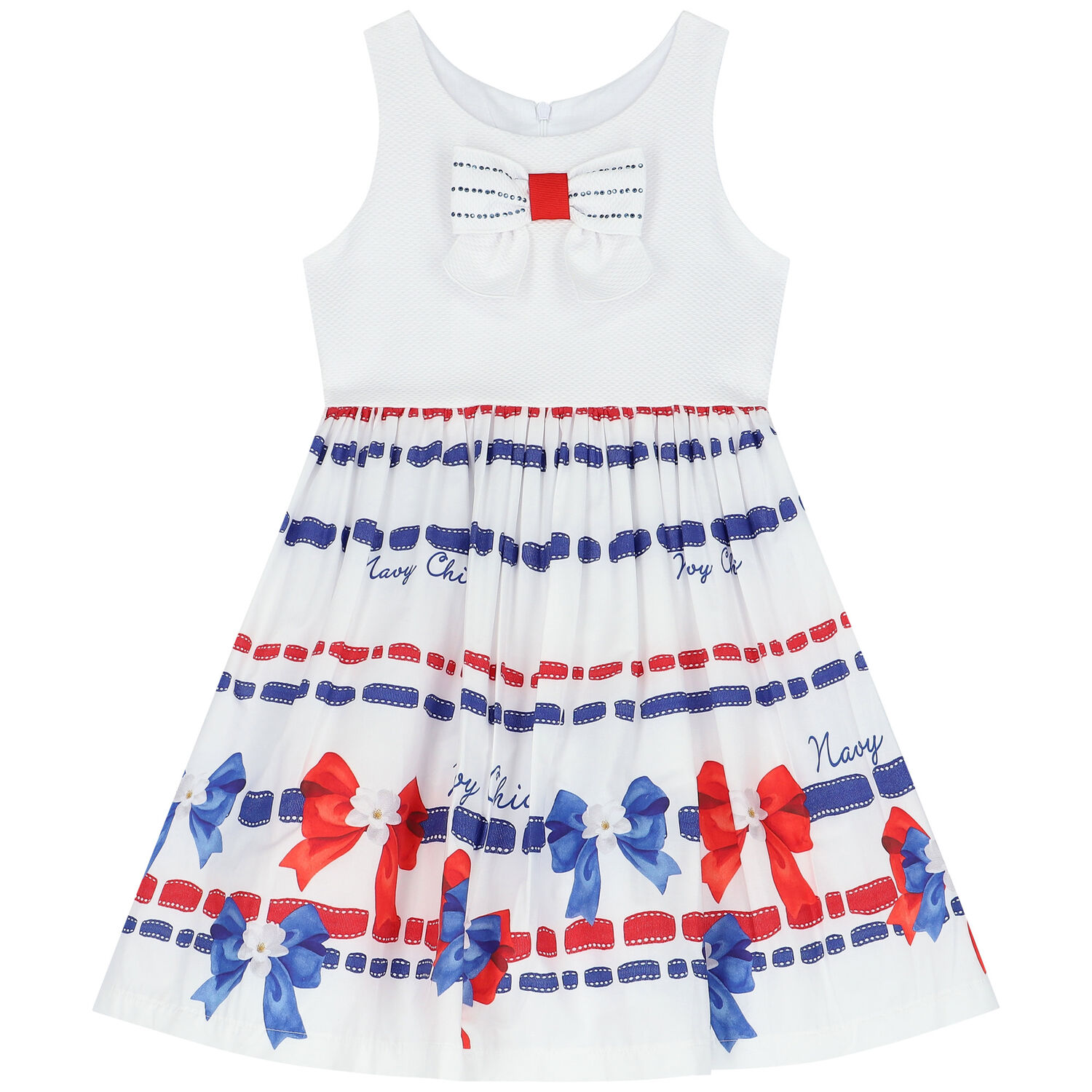 فستان بفيونكة باللون الأبيض, 1, hi-res