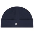 Baby Boys Navy Blue & Gold Babygrow, Hat & Bib Gift Set, 1, hi-res