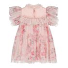 Baby Girls Glittery Pink Floral Tulle Dress , 2, hi-res