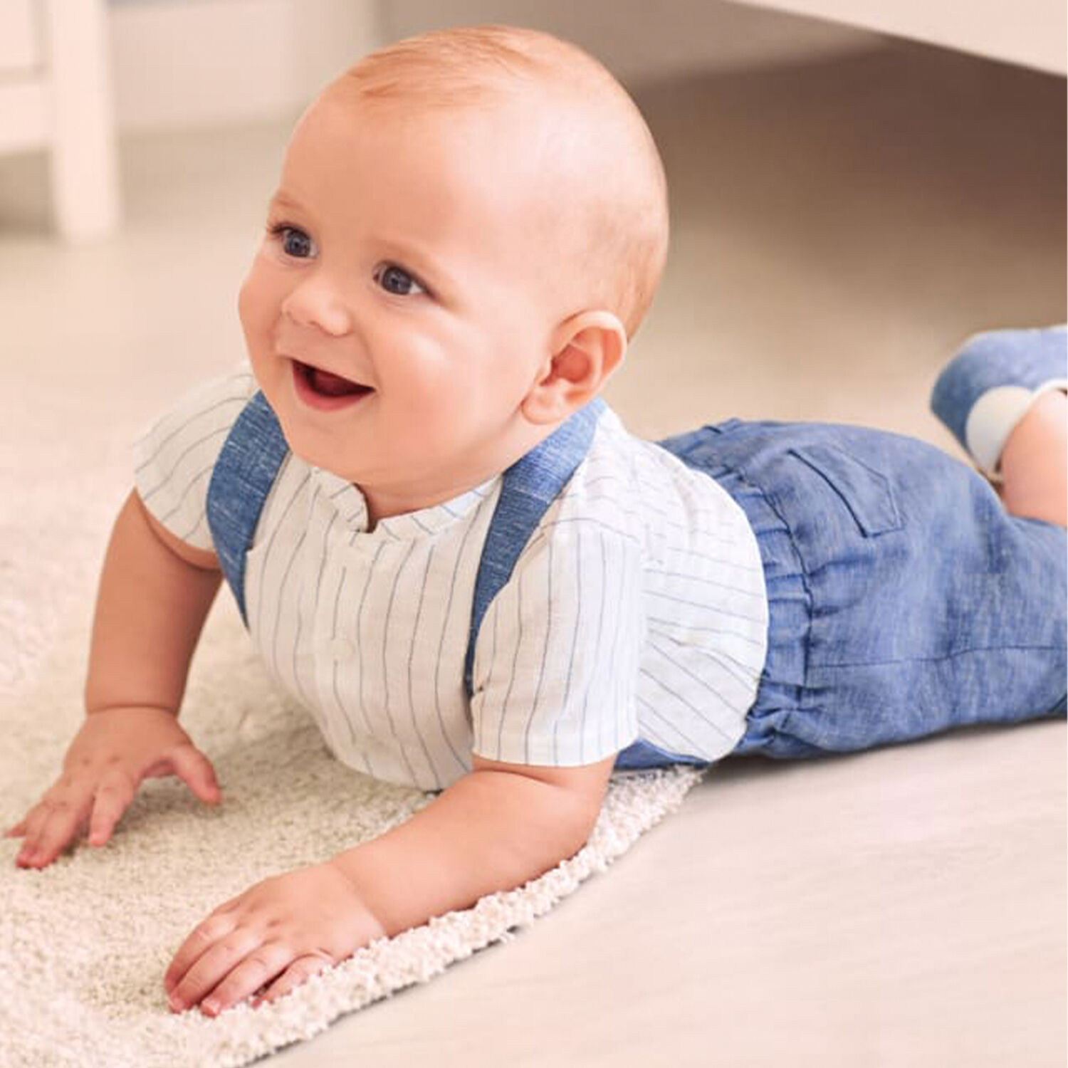 Baby Boys White & Blue Shorts Set, 1, hi-res