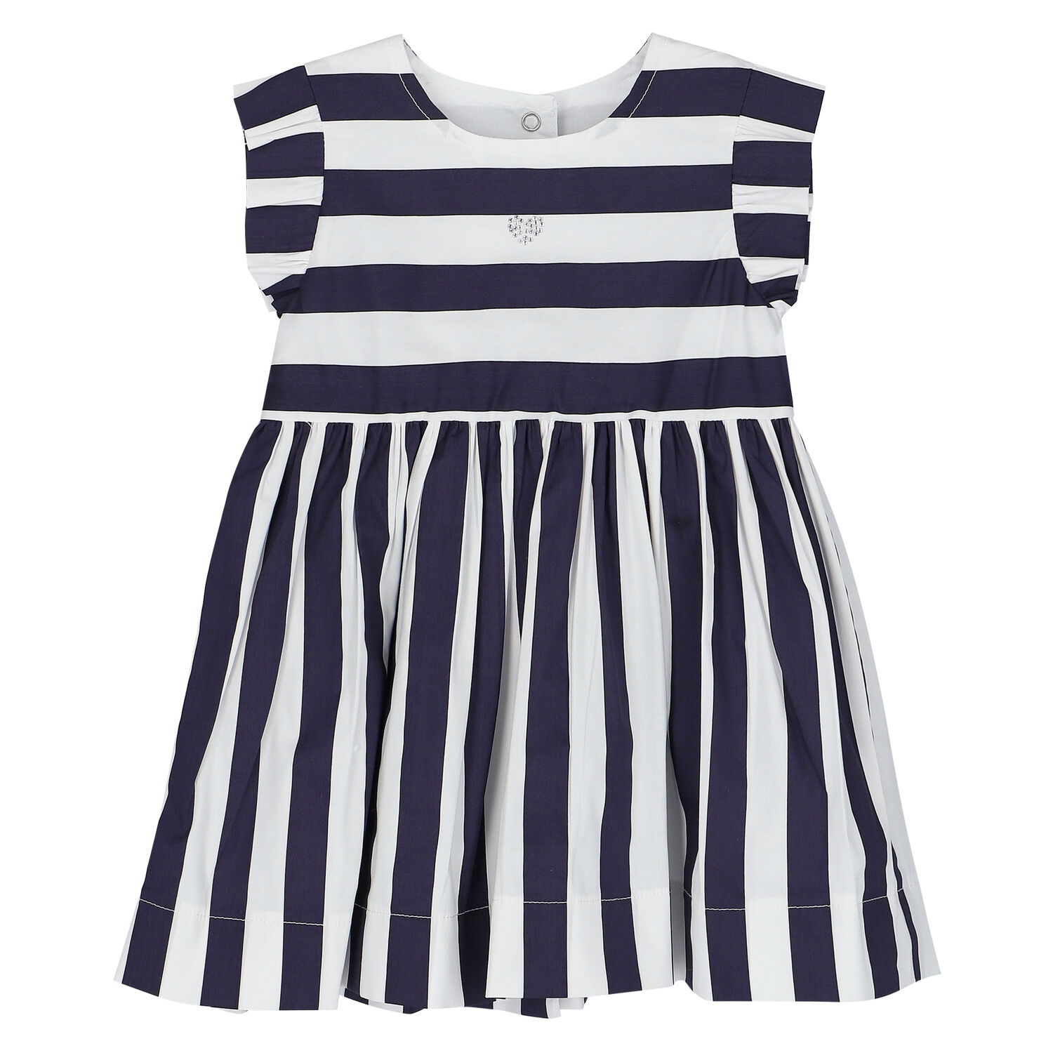 Baby Girls Navy & White Striped Dress, 2, hi-res image number null