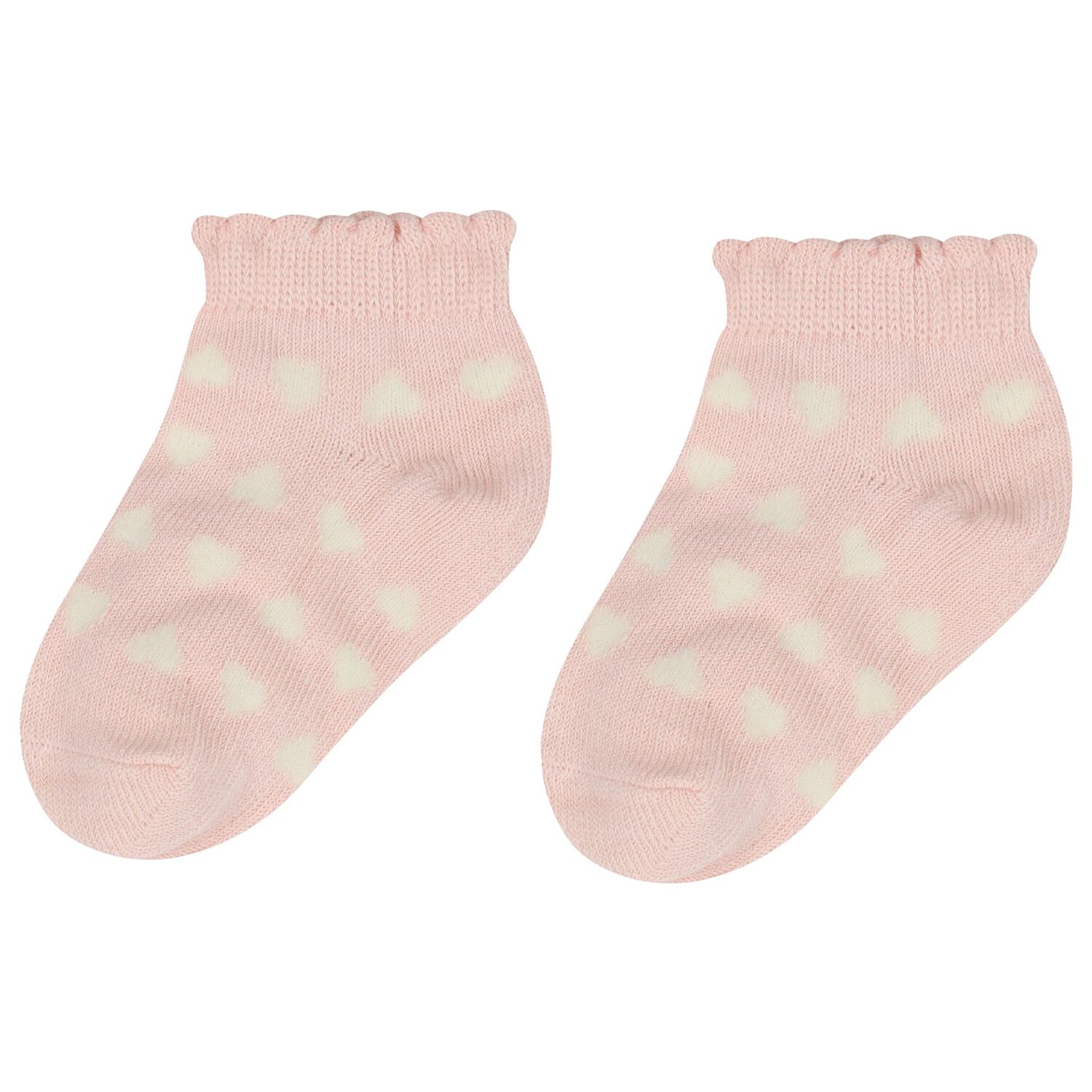 Younger Girls Ivory & Pink Socks ( 3 Pack ) , 2, hi-res