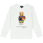 Boys White Bear Logo Sweatshirt, 1, hi-res