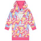 Girls Multi-Coloured Logo Hooded Dress, 2, hi-res