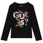 Girls Black Logo Long Sleeve Top, 2, hi-res