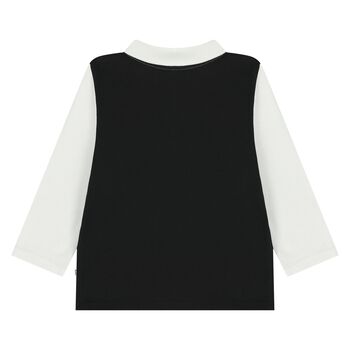 Younger Boys White & Black Logo Polo Shirt