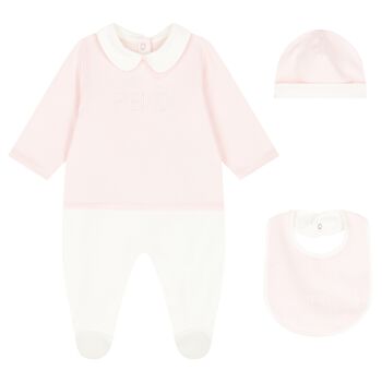 Baby Girls Pink & White Babygrow Gift Set