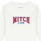 Boys White Logo Long Sleeve Top, 1, hi-res