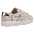 Girls Ivory & Gold Logo Trainers, 1, hi-res