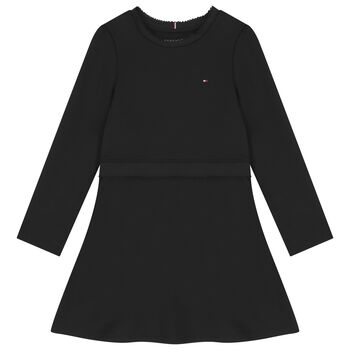 فستان بنات بالشعار باللون الكحلى 